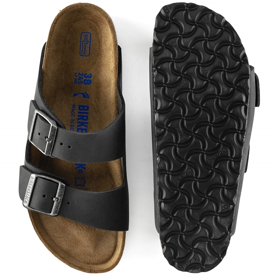 Birkenstock Arizona Oiled Leather Sandaler, Sort